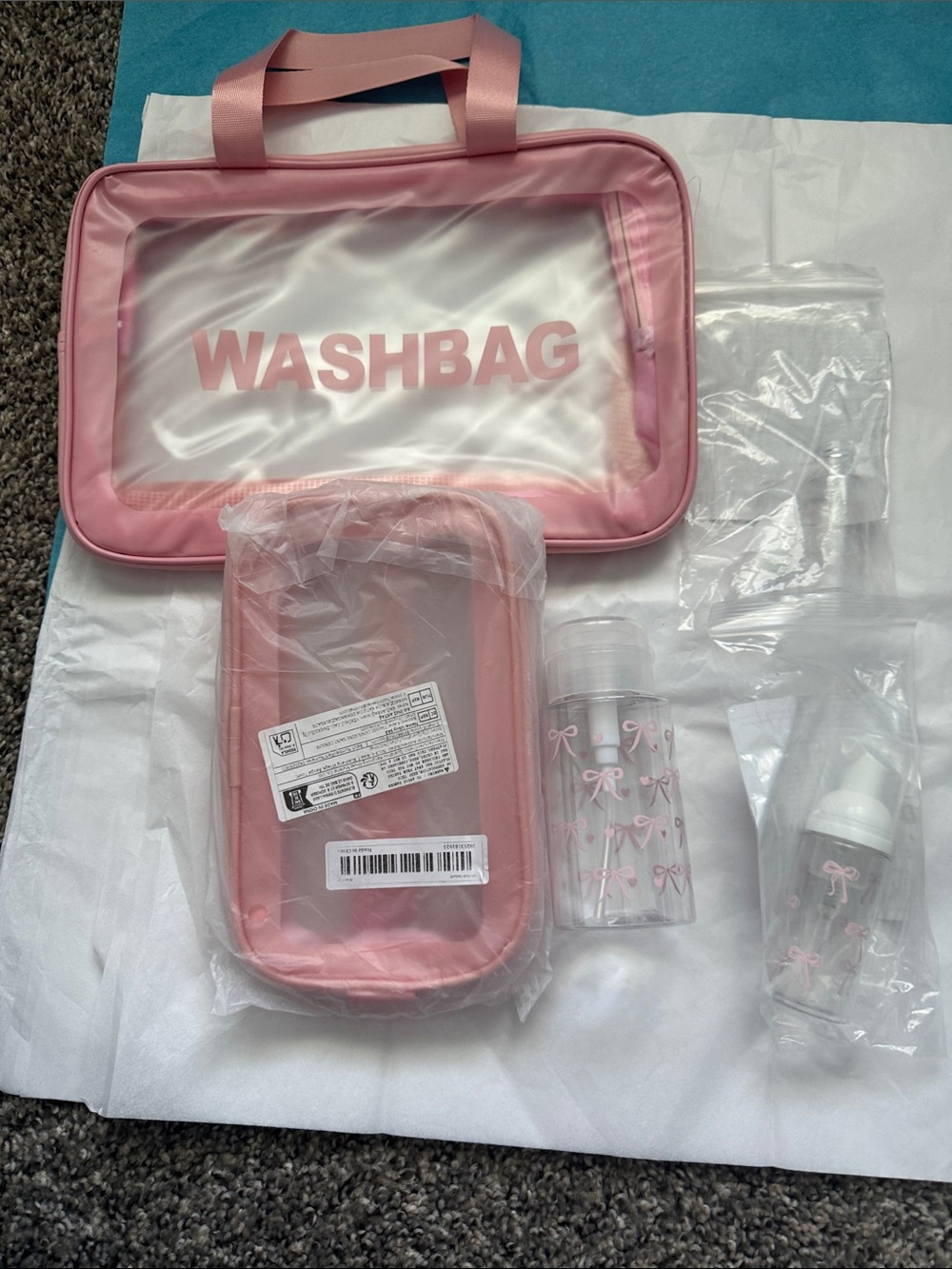 Pink Washbag Travel Toiletry Set - Unbranded